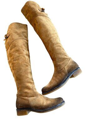 Sundance Suede Over-the-Knee (OTC) boots W's 40 Tan Lavorazione Artigiana Italy